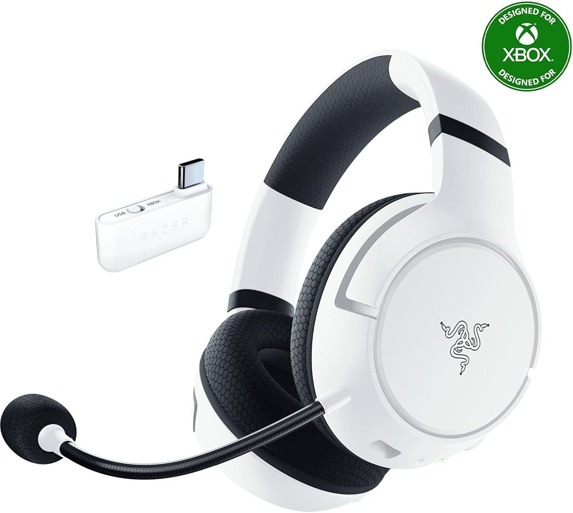 Razer Kaira HyperSpeed Wireless Gaming Headset for Xbox Series X|S, Xbox One, PC: TriForce 50mm Drivers - HyperClear Cardioid Mic - Low Latency Bluetooth - Up to 30 Hour Battery Life - White - Product Image