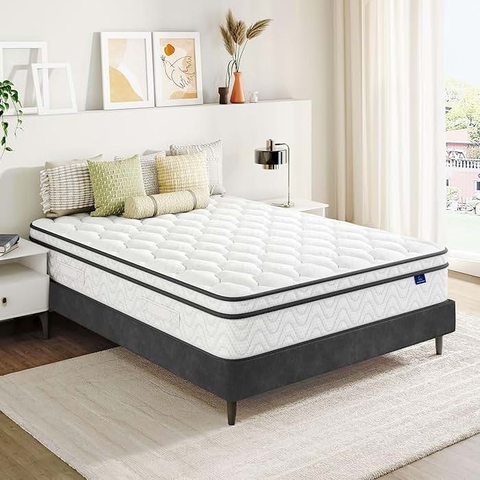 Vesgantti Mattress Queen Size 14 Inch, Fiberglass-Free | Cool Sleep Hybrid Mattress in a Box - Memory Foam & Pocket Springs, Ergonomic Design, Pressure Relief, Medium Firm Feel, 60"×80"×14" - Product Image