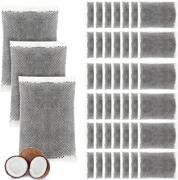 Weewooday 50 Pcs Activated Charcoal Distiller Water Filters, Coconut Shell Replacement Activated Carbon Filter Sachets Compatible with Megahome and Other Countertop Distillers - Product Image