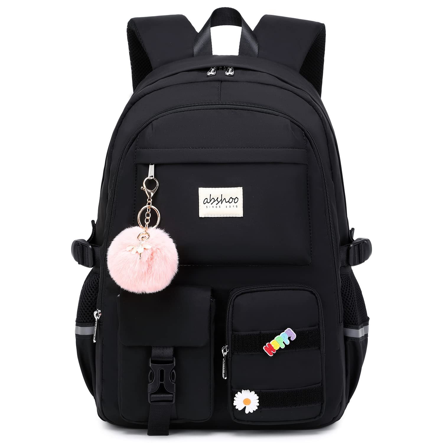 abshoo Big Student Laptop Backpack For College Women Middle High School Teen Girls Bookbag Travel Daypack (Black) | For College - Product Image
