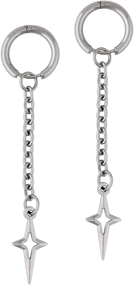 Sacina Gothic Punk Spike Star Hoop Earrings, Goth Emo Grunge Y2k Earrings, Goth Jewelry, Christmas Jewelry Gift For Women - Product Image