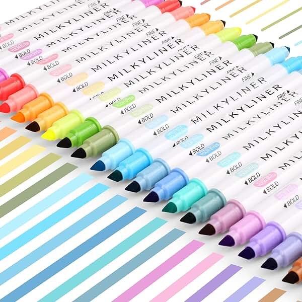 HANKU Pastel Highlighters, 24Pcs No Bleed Bible Highlighters Assorted Colors, Dual Tip Unique Retro Colors, Quick Dry Aesthetic Highlighters Markers for Bible Journals Planners Books Notes - Product Image