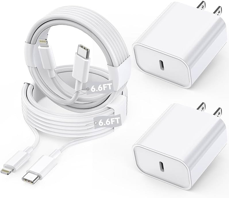 Long Apple iPhone Fast Charger,Fast Charging i Phone 2Pack PD Type C Wall Charger Fast Charging Phone Adapter 6FT USB-C to Lightning Cable Apple Chargers for iPhone 14/13/12/Pro/Max/11/XR/X/8/SE/iPad - Product Image