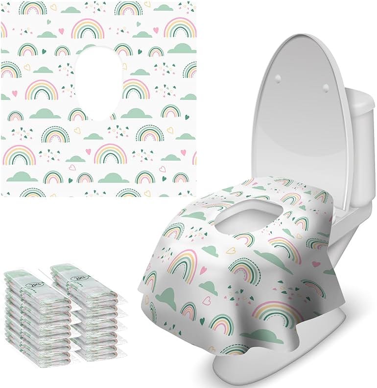 Blissful Diary 20 Pcs Toilet Seat Covers Disposable for Toddlers & Adults, Extra Large Waterproof, Portable Package for Travel, Kids Potty Training - Product Image