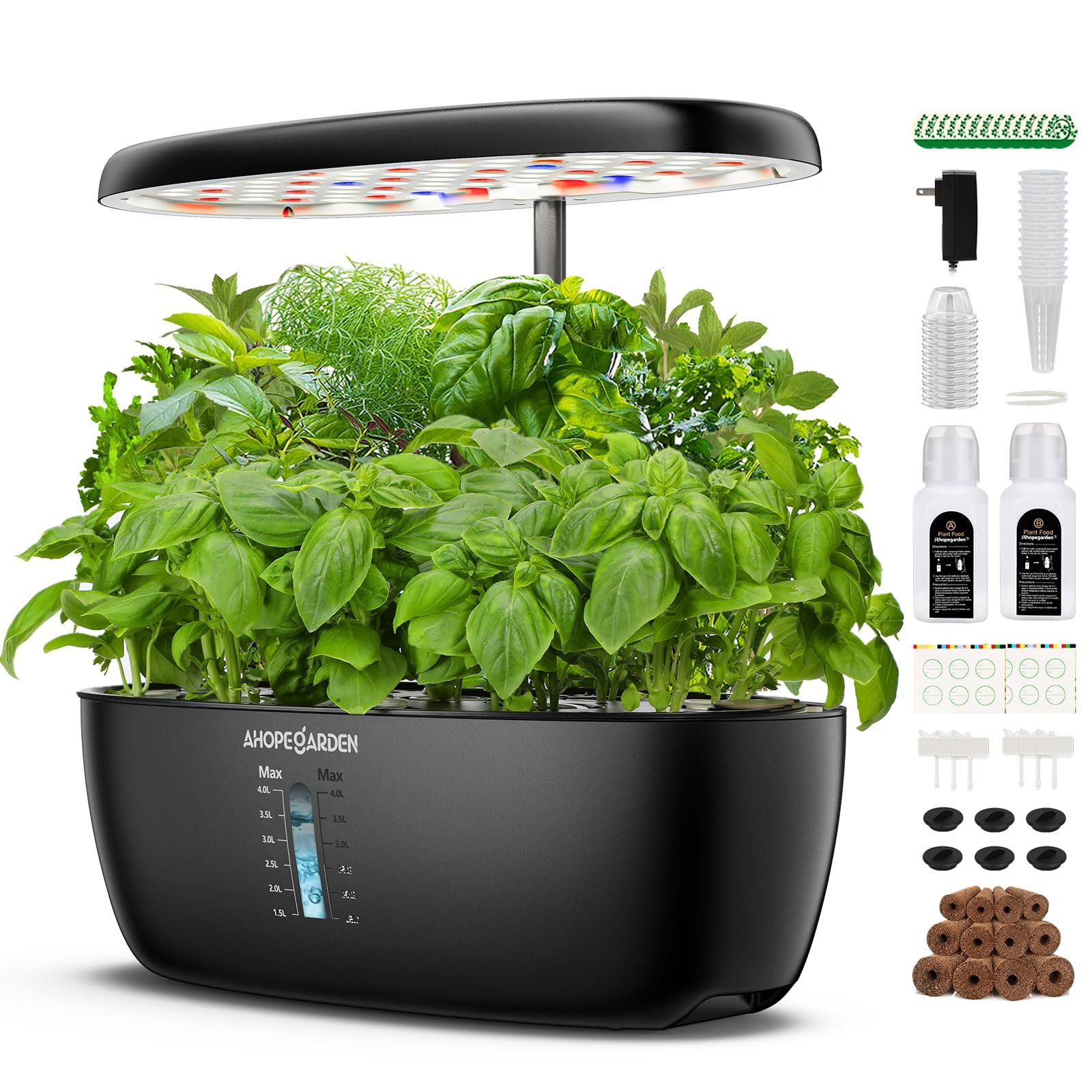 Ahopegarden Indoor Garden Hydroponics Growing System: 12 Pods Plant Germination Kit Garden Kit Growth Lamp Countertop with LED Grow Light Hydrophonic Planter Grower Harvest Vegetable Lettuce - Product Image