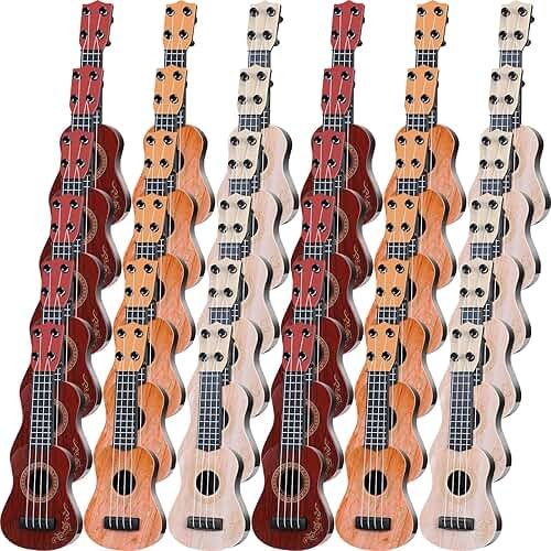 Lenwen 12 Pcs Kids Ukulele Guitar 10 Inch Kids Toy Ukulele 4 Strings Mini Guitar Children Musical Instruments Educational Learning Toy for Toddler Beginner Preschoolers Education - Product Image