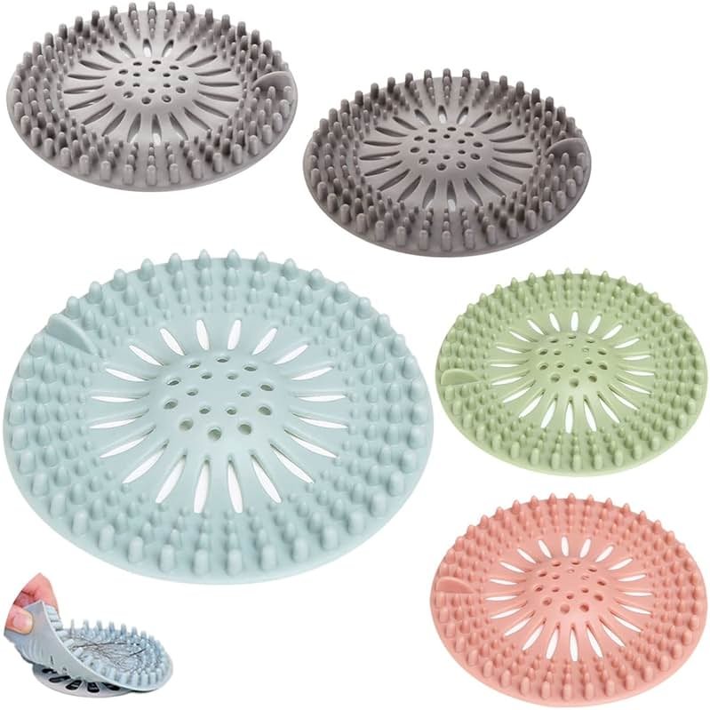 5 Pack Hair Catcher Durable Silicone Hair Stopper Shower Drain Covers, Easy to Install and Clean for Bathroom Bathtub Kitchen - Product Image