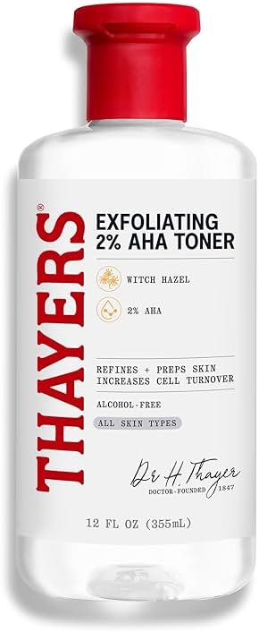 Thayers 2% AHA Exfoliating and Brightening Toner with Glycolic Acid, Lactic Acid and Witch Hazel, Smoothing and Pore Refining Skin Care for All Skin Types, 12 Fl Oz​ - Product Image