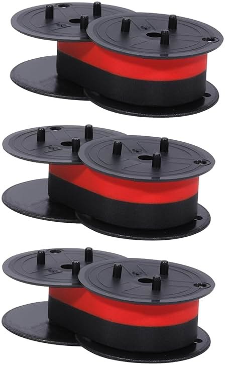 Bigger Replacement for Porelon 11216 Universal Twin Spool Calculator Ribbon for Nukote BR80c, Sharp EL-1197PIII, Dataproducts R3027, Casio DR-210R, Canon MP11DX MP25DV, Black and Red, 3 Pack - Product Image