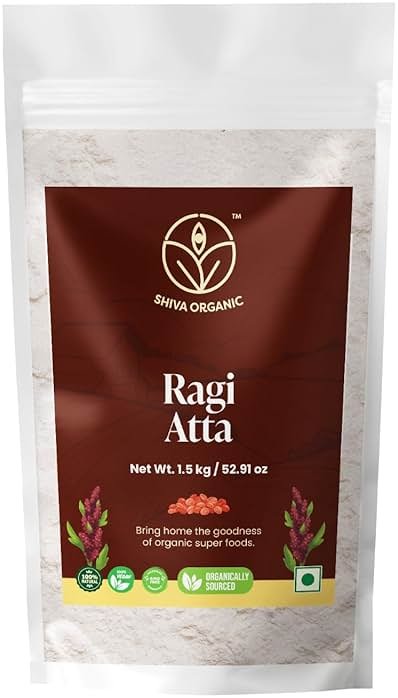 Shiva Organic Ragi Atta - 1.5 kg | Finger Millet Flour | High Protein, Gluten-Free | Stone Ground, Ancient Grain | Sourced from Nature - Product Image