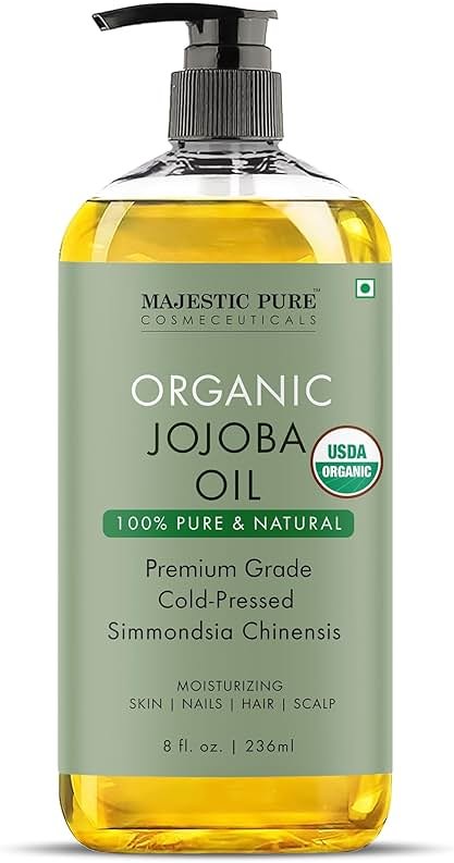 Majestic Pure Oil - 100% Pure and Natural- Cold Pressed & Hexane Free Natural Hair Growth Oil for Eyelashes, Eyebrows, Skin, Body, Face, Nails & Scalp - USDA Organic Jojoba Oil 8 Fl Oz - Product Image