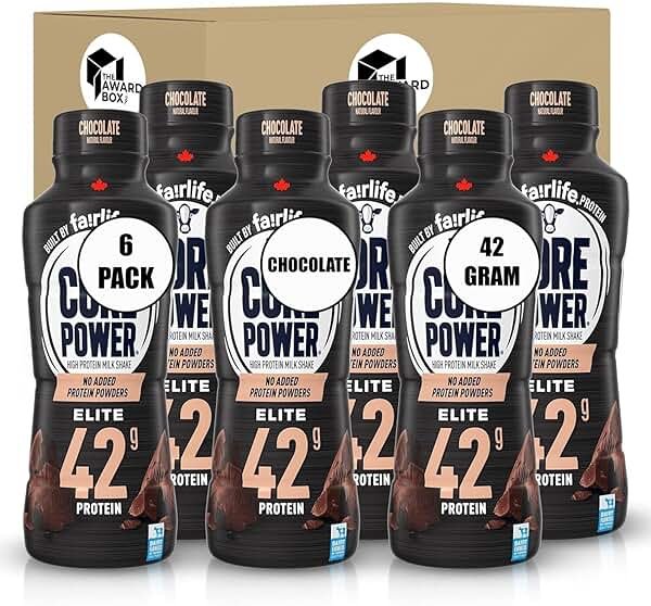 Core Chocolate Power Elite Failrlife High Protein Shakes (42 Grams) 14 Oz. 6 pack in The Award Box Packaging - Product Image