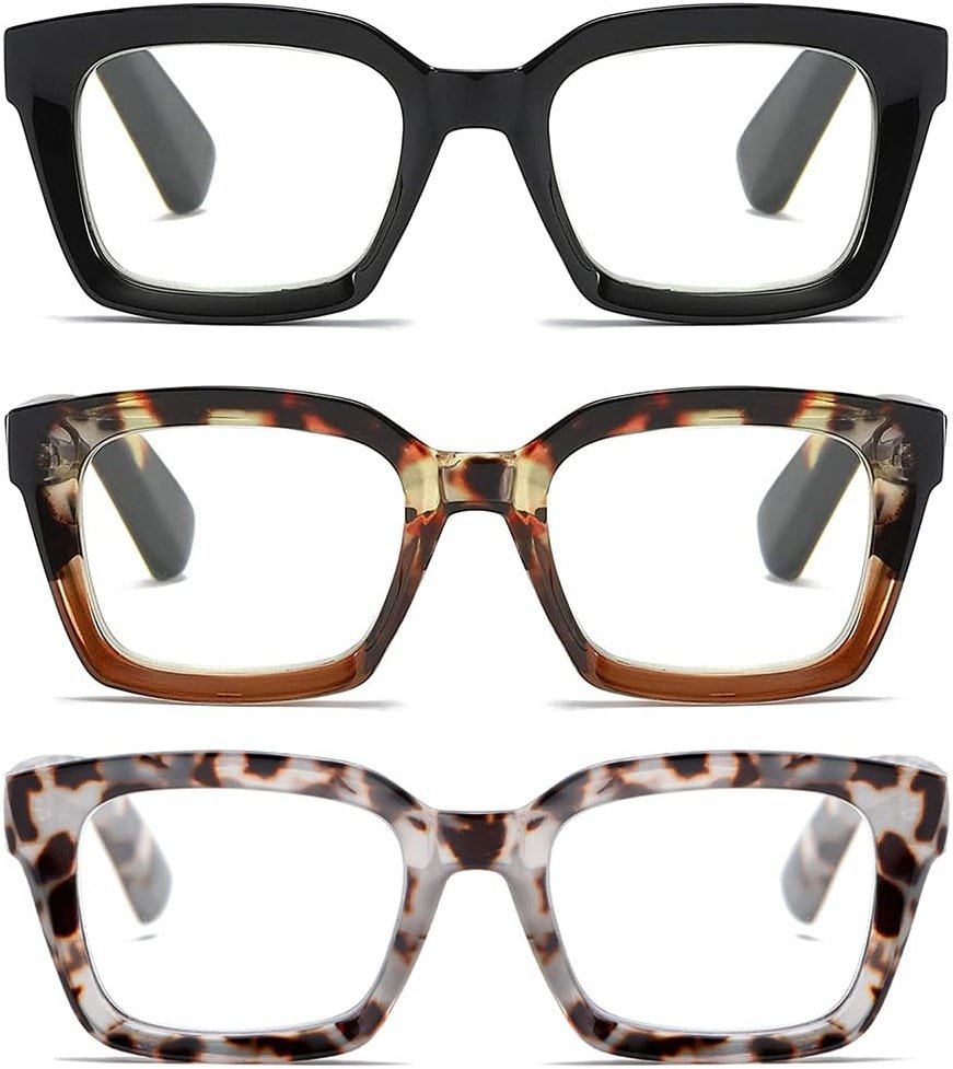Readers for Women Fashion Style Square Reading Glasses with Spring Hinge Blue Light Blocking for Men Ladies - Product Image