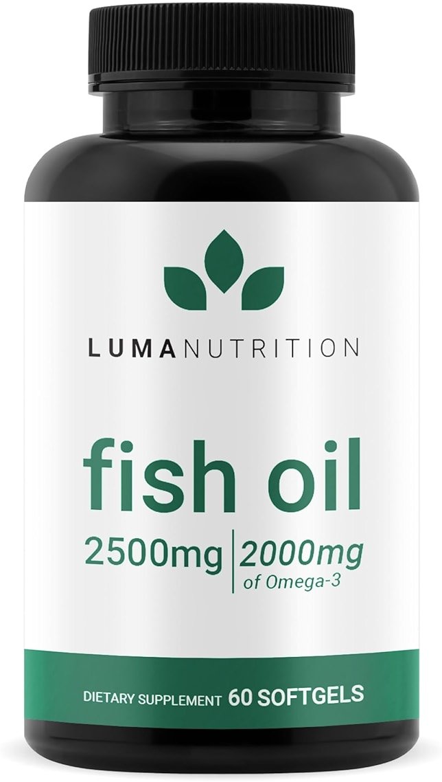 Luma Nutrition Omega 3 Fish Oil Supplement - Extra Strength 2500mg Per Serving - 2000mg EPA & DHA Per Serving - Brain and Heart Health - 60 Softgels, 30 Servings - Product Image
