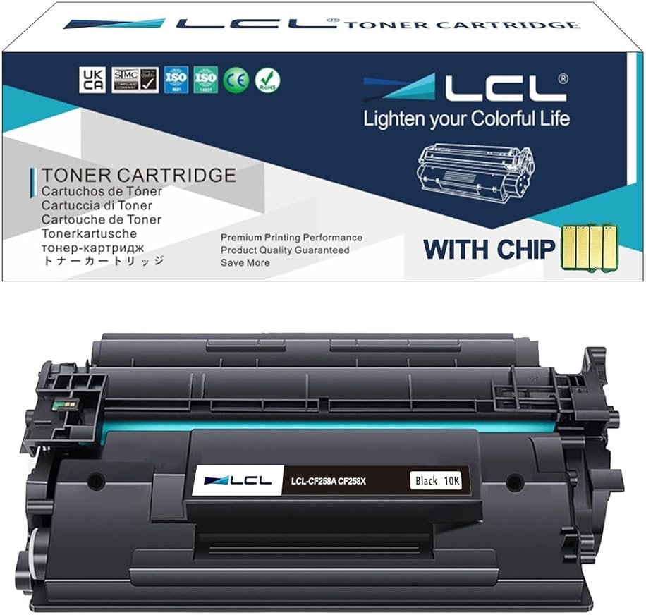 LCL CF258X 58X Toner Cartridge Black with Chip Replacement for HP 58X CF258X 58A CF258A for LaserJet Pro M304 M404d M404n M404dn M404dw MFP M428fdw M428fdn M428dw Printer (1-Pack) - Product Image
