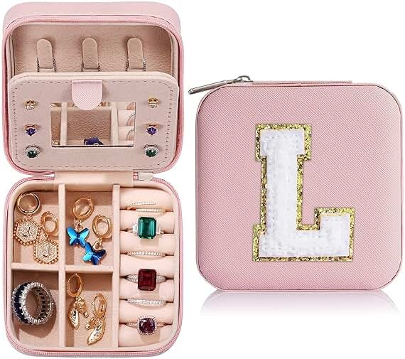 Parima Teen Room Decor for Girls - Pink Initial Jewelry Holder Organizer, Birthday Gifts for Girls Teens Friends Women Jewelry Box for New Home Gifts, Cute Stuffs for Decor Your Room - Letter L, Pink - Product Image