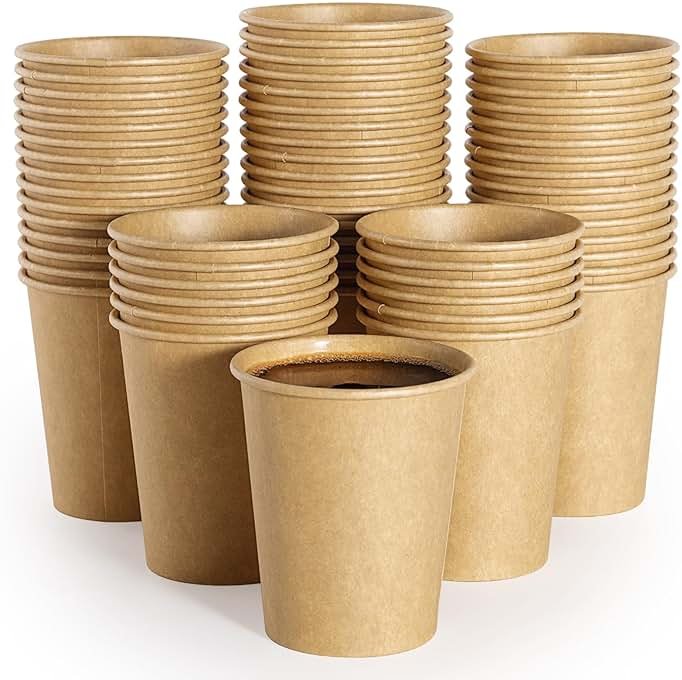 LITOPAK 300 Pack Disposable Coffee Cups 8 oz Paper Cups for Water, Coffee, Juice, and Tea, 8 Ounce Hot Paper Cups for Home, Restaurant, Store, and Cafe - Product Image