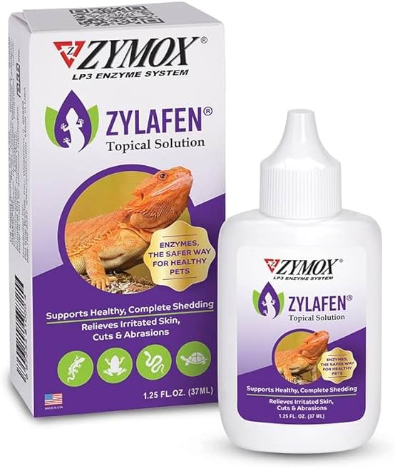Zymox Zylafen Topical Solution for Reptiles, 1.25 oz. – Supports Healthy, Complete Shedding for Lizards, Snakes, Turtles & Frogs – Soothes Irritated Skin: Abrasions, Wounds, & Abnormal Shedding - Product Image