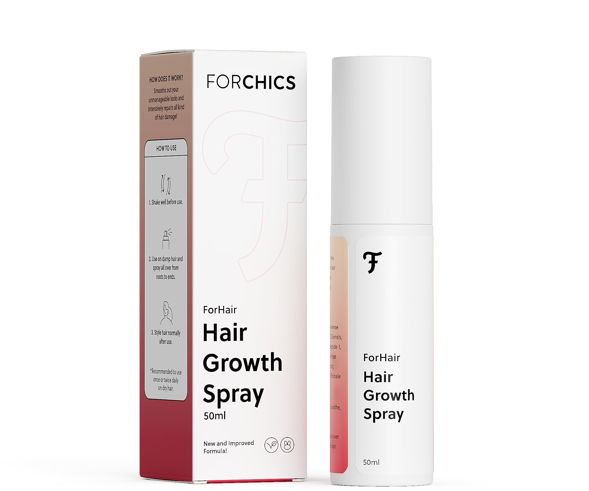 ForChics Hair Growth Serum for Women- Results in 4 Weeks- Hormone Free Hair Regrowth Treatment - For Thinning Hair Loss - Fast Absorbing Non-Greasy Scalp Spray 50ml - Product Image
