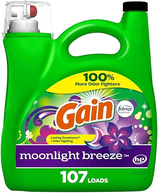Gain Liquid Laundry Detergent with Odor Defense, Moonlight Breeze Scent, Laundry Soap For HE Washing Machines, 132 fl oz, 100 Loads (Packaging May Vary) - Product Image