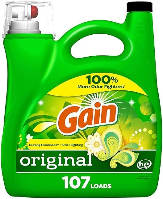 Gain Liquid Laundry Detergent, Original Scent, 154 fl oz, 107 loads, Freshness + Odor Fighting, High efficiency washing machine iquid cleaning soap - Product Image