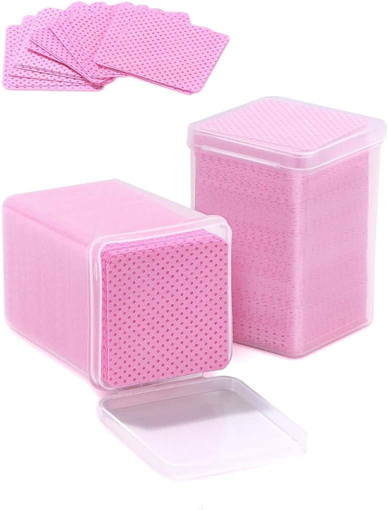 TEOYALL Lint Free Nail Wipes, 400 PCS Non-Woven Fabric Nail Cleaning Pads Pink Lash Extensions Glue Cleaning Wipes Salon Supplies - Product Image