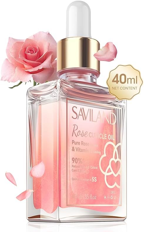 SAVILAND Cuticle Oil Vitamin E: 40ml Rosehip Nail Growth Oil Jojoba Mineral Nail Oil Plant-based Cuticle Oil For Nails Ultra Nourishing Repairing - Product Image