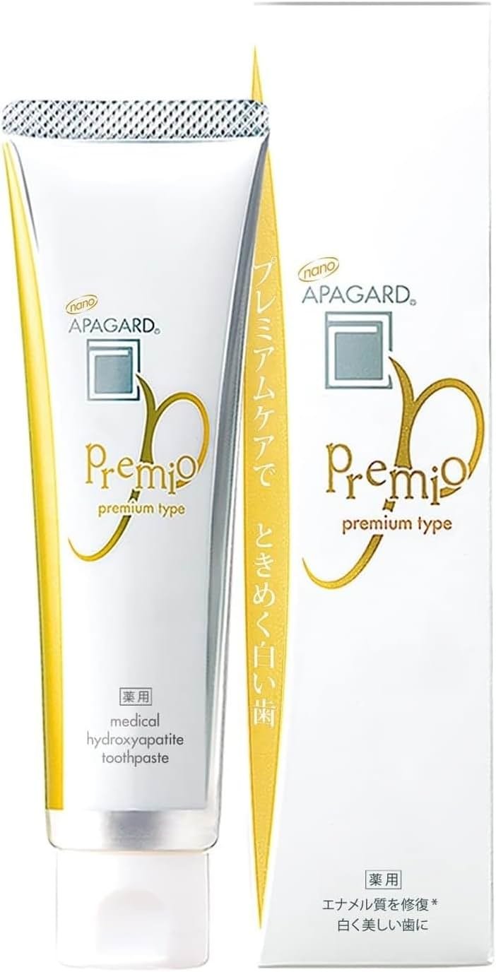 APAGARD® PREMIO, Sangi's Nano-Hydroxyapatite Toothpaste for Naturally Whiter Teeth, No Fluoride, For family use, 105g / 3.7 Oz, Double Mint, Pack of 2 - Product Image