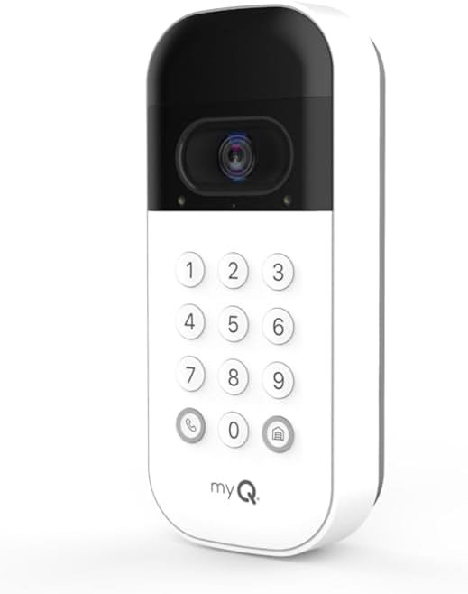 myQ Smart Garage Door Video Keypad with Wide-Angle Camera,Customizable PIN Codes,and Smartphone Control–Take Charge of Your Garage Access Works with Chamberlain, LiftMaster and Craftsman openers,White - Product Image