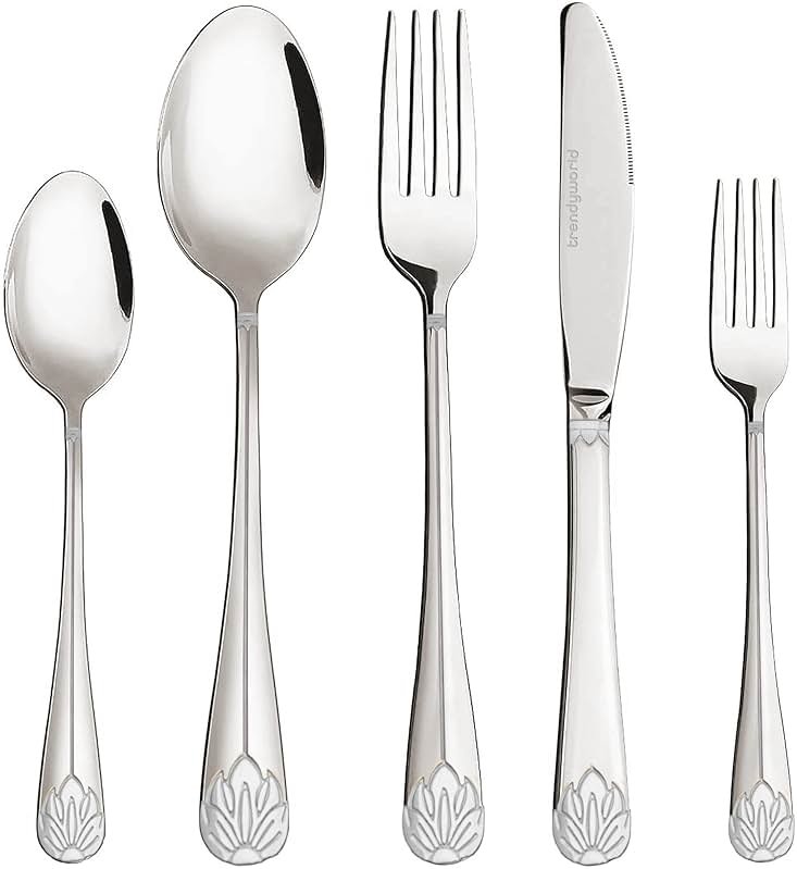 Silverware Set Limited Edition – 30 Piece Family Dinnerware Set – Flatware Set for 6 – Silver Tableware Set – Spoons, Knives, Teaspoons, Forks, Salad Forks - Product Image