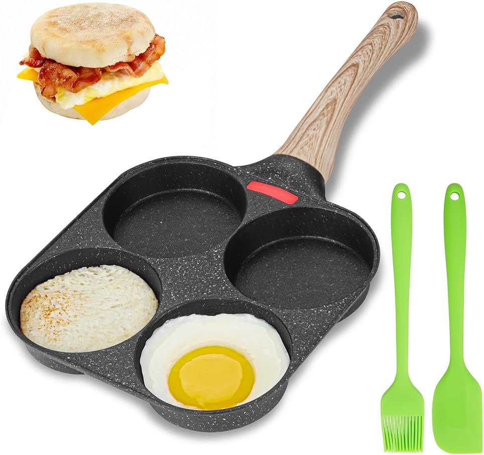MyLifeUNIT Egg Frying Pan, 4-Cup Egg Pan Nonstick, Fried Egg Pan Skillet for Breakfast, Pancake, Hamburger, Sandwiches, Suitable for Gas Stove & Induction Cookware - Product Image