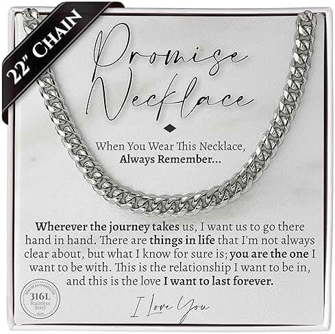 Love You This Much Promise Cuban Chain Necklace for Him, 7mm Thick, Sentimental Gift for Him, BF Gift for Birthday, Gift Ideas for Boyfriend - Product Image