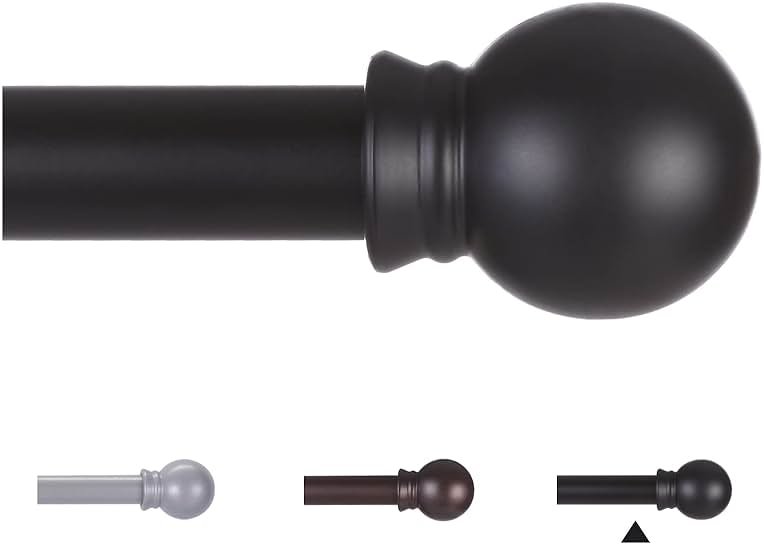 Thestoa Curtain Rods for Windows 48 to 84-92 inch, 5/8" Matte Black Curtain Rod, Stainless Steel Small Curtain Rods for Bedroom, Living Room,Kitchen,Farmhouse, Outdoor Curtain rod Black - Product Image