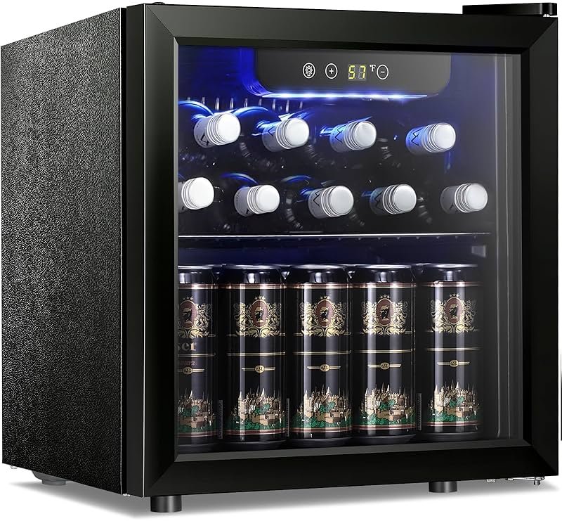Antarctic Star 12 Bottle 48 Can Beverage Refrigerator Cooler - Mini Fridge Glass Door for Beer Soda Drinks or Wine,Freestanding Beverage Fridge for Home and Bar with Adjustable Shelving, 1.3 Cu. Ft. - Product Image