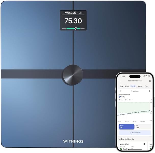 WITHINGS Body Smart - Accurate Scale for Body Weight and Fat Percentage, Body Composition Wi-Fi and Bluetooth Weight Scale, Baby Weight Scale, Smart Scale Apple Health Compatible, Bathroom Scale - Product Image