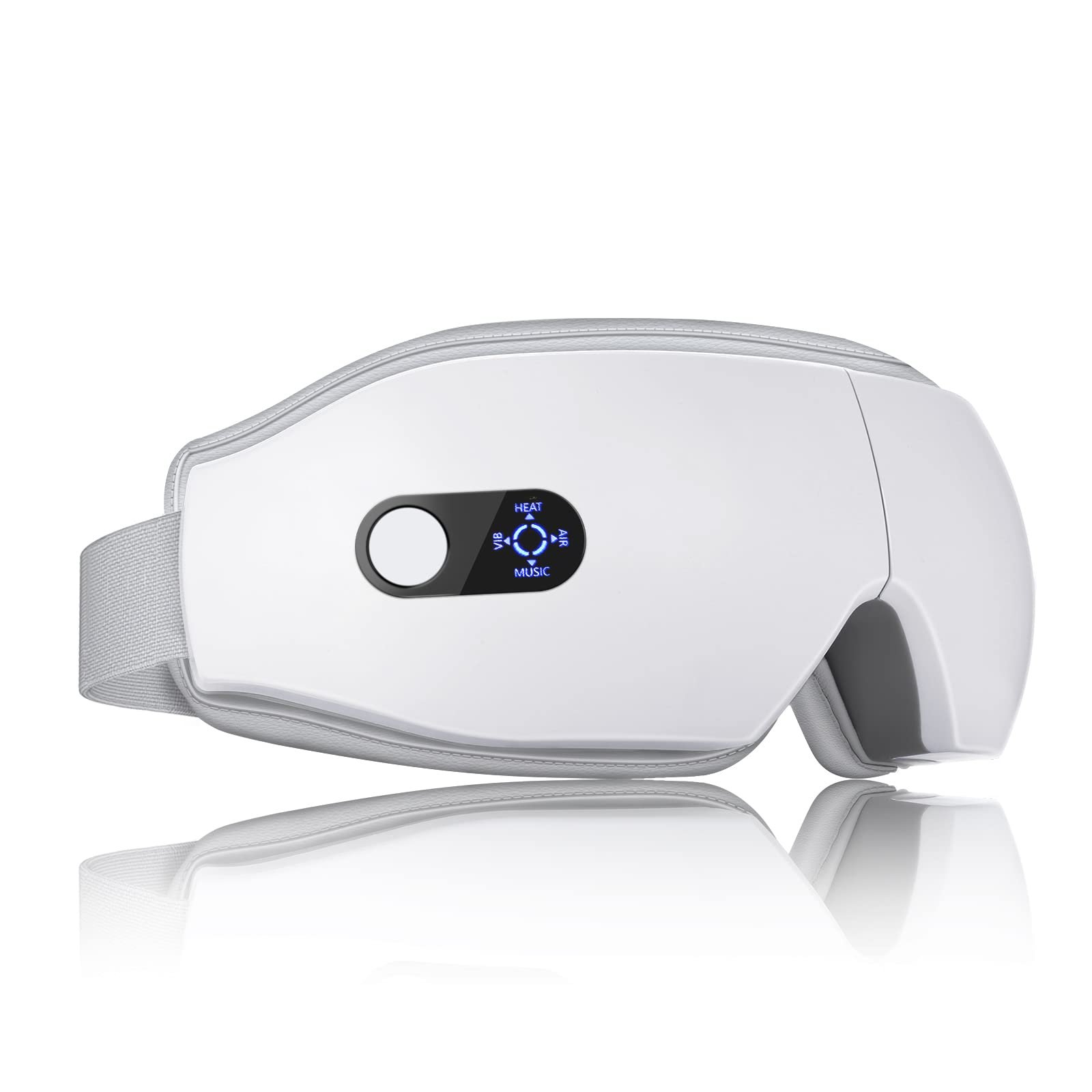 NOWWISH Eye Massager with Heat, Vibration and Bluetooth Music for Migraine Headache Relief, Cordless Heated Eye Mask with 6 Massage Modes, Relaxation -Mothers Day Gifts for Mom Wife -White - Product Image