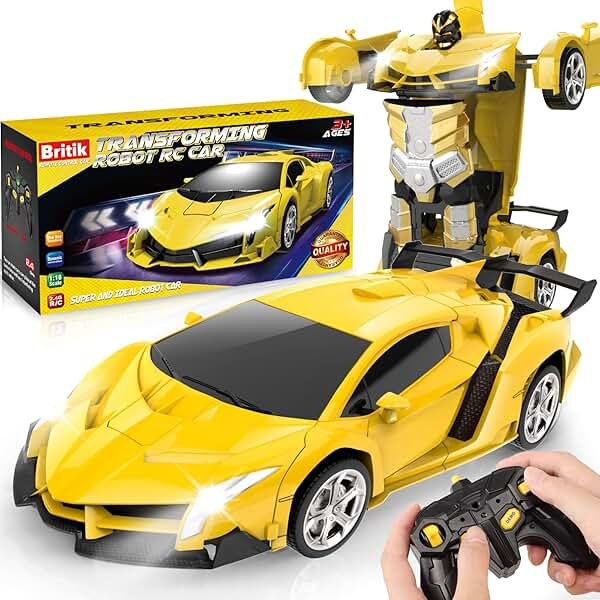 Britik Transform Remote Control Car Toy for Kids 4 5 6 7 8, Remote Control Car for Boys 4-7, Transform Cars for Boys 4-6, Toy Car 5 Year Old Boy, Toys for 3 4 5 6 7 8 9 10 11 12 Years Old Boy - Product Image