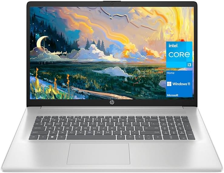 HP 17 Laptop, 17.3” HD+ Display, 11th Gen Intel Core i3-1125G4 Processor, 8GB RAM, 256GB SSD, Wi-Fi, HDMI, Webcam, Windows 11 Home, Silver - Product Image