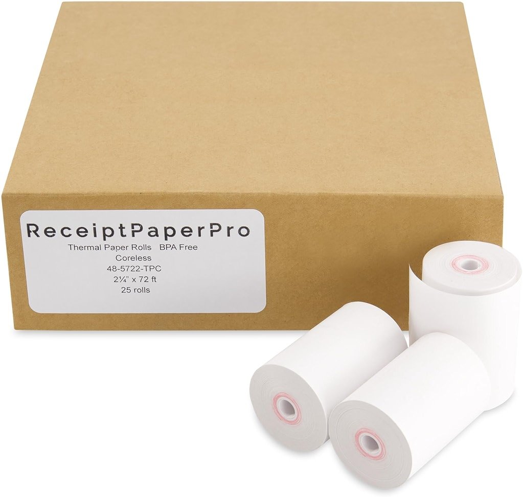 ReceiptPaperPro 2 1/4” x 72 ft Coreless Thermal Paper Receipt Rolls for Poynt C Smart Terminal V3.0, 25 Rolls/Case - Product Image