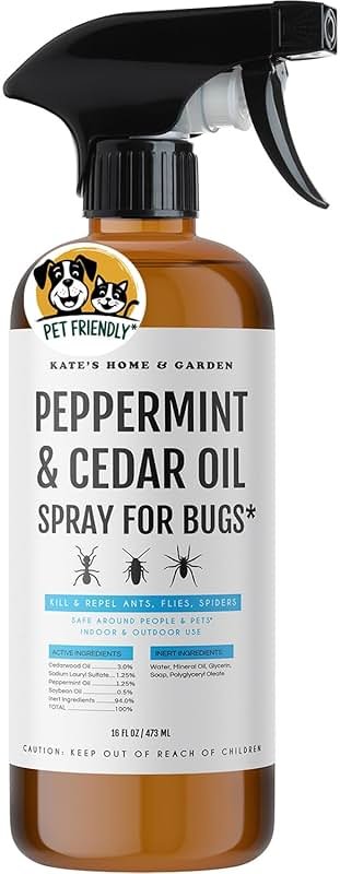 Kate's Home & Garden Peppermint Oil Spray for Bugs, Ants, Insects, Spiders, Roaches, Stink Bug. Pesticide and Insecticide Indoor Repellent Pest Control with Cedar Oil (16oz, Natural, Non Toxic) - Product Image