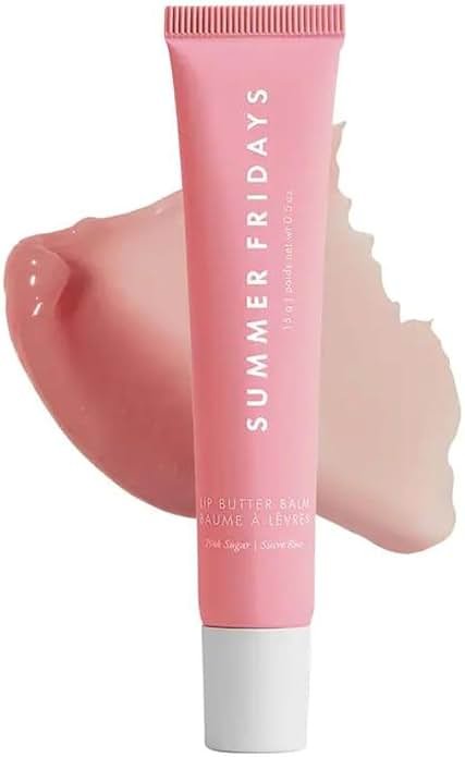 Summer Fridays Lip Butter Balm - Moisturizing Lip Gloss for Instant Shine + Sheer Color - With Nourishing Shea Butter - Everyday Makeup + Skin Care Summer Essentials - Vegan - Pink Sugar (.5 Oz) - Product Image