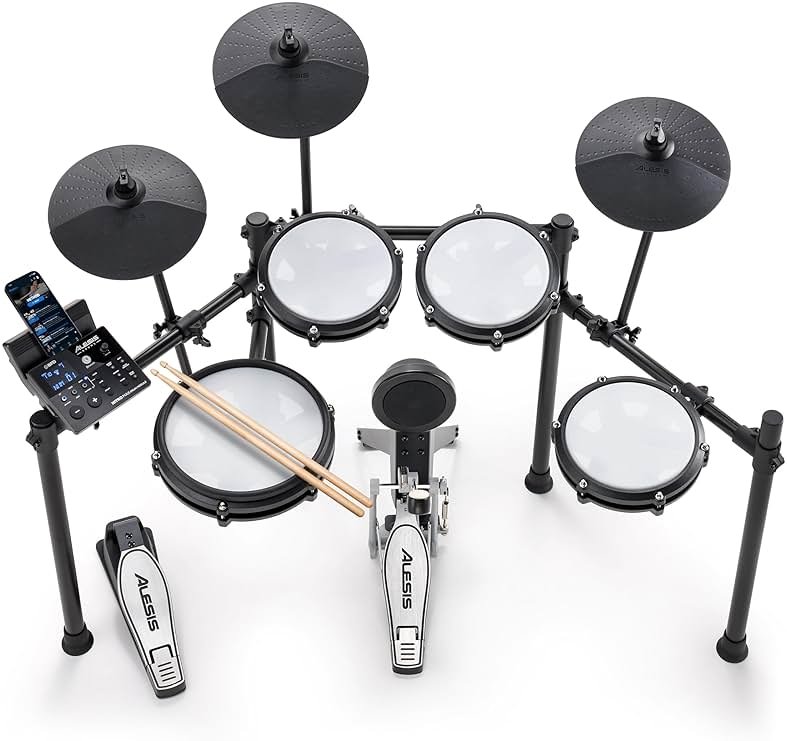 Alesis Nitro Max Kit Electric Drum Set with Quiet Mesh Pads, 10" Dual-Zone Snare, Bluetooth, 440+ Authentic Sounds, Drumeo, USB MIDI, Kick Pedal - Product Image