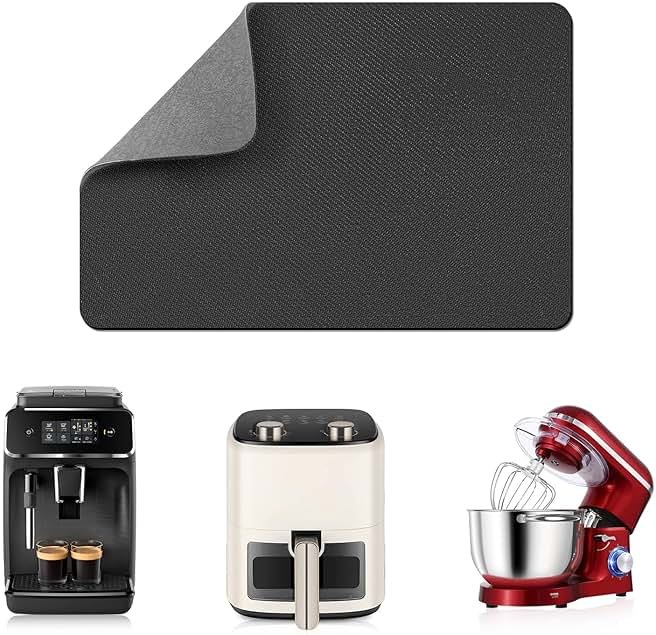 LOPNUR 14"x10" Small Appliance Slider, Appliance Sliders for Kitchen Appliances, 360° Rotating Sliding Tray for Coffee Maker, Heat Resistant Mat Cut to Fit Stand Mixer Air Fryer Microwave, Gray - Product Image