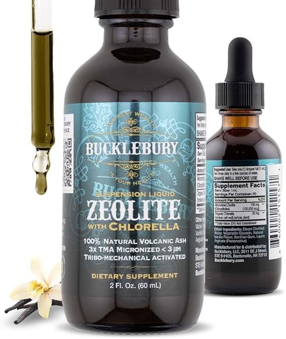 BUCKLEBURY Zeolite Liquid Suspension w/Chlorella - Detox Support, Immune System and Digestive Tract Health Support for Kids and Adults (60 Servings) - Product Image
