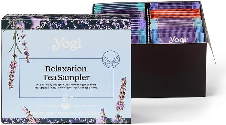 Yogi Relaxation Sampler Box (32 Tea Bags) - 8 Favorite Herbal Teas for Stress Relief & Sleep - Organic & Caffeine Free - Product Image