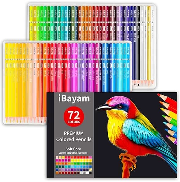 iBayam 72 Count Colored Pencils for Adult Coloring Books, Soft Core, Ideal for Drawing Blending Shading, Art Supplies, Color Pencils Set Gift for Coloring, Sketching, Painting - Product Image