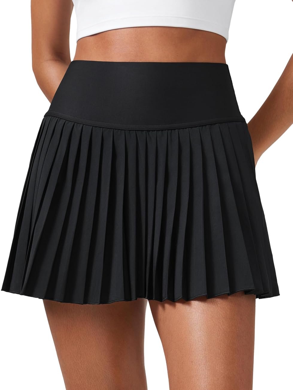 CRZ YOGA High Waisted Pleated Tennis Skirts for Women - Mini Lined Casual Tummy Control Skort with Pockets - Product Image