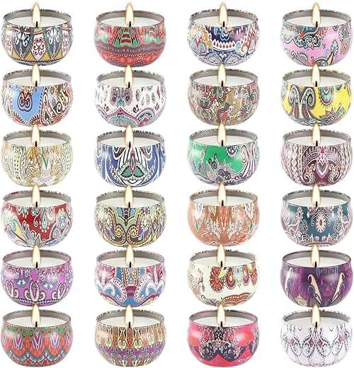 WPONSZU Scented Candles Gifts Set 24 Pack Soy Wax Travel Tin Jar Candles for Home 2.5 OZ jar Candles for Mom for Christmas, Birthday, Thanksgiving, Mother's Day - Product Image