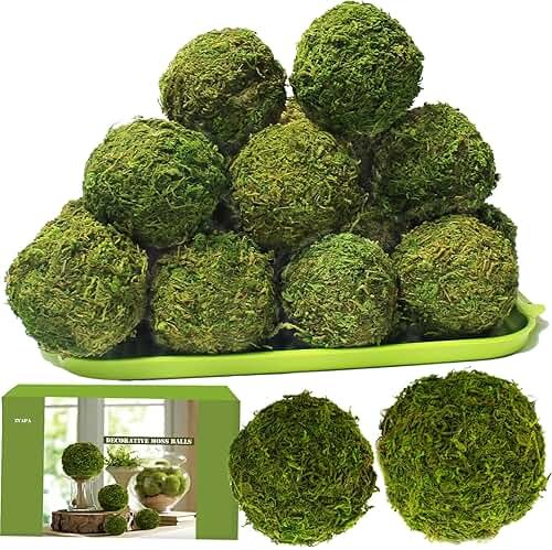 ZYAPA 21 Pack Green Moss Balls 8pcs 3.2" Decorative Balls for Bowls Filler 13pcs 2.3" Fake Moss Balls for Centerpiece Artificial Balls for Vase Filler Live Moss Ball for Home Tabel Decor - Product Image