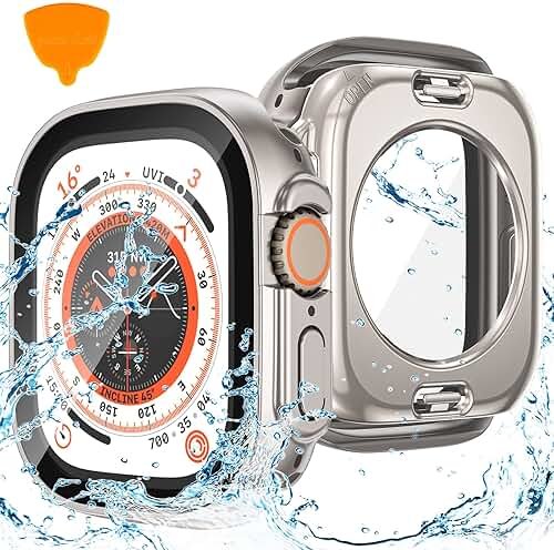Goton 2 in 1 Waterproof Case for Apple Watch Ultra 3/2/1 Screen Protector 49mm, 360 Protective Glass Face Cover Hard PC Bumper + Back Frame for iWatch Ultra Accessories 49 mm, Clear - Product Image